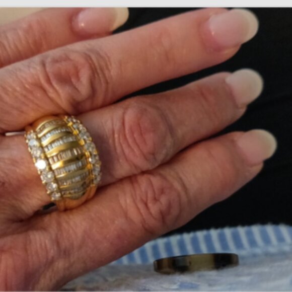 Beautiful 1.25ct Diamond 18K Gold Custom Wide Band Ring Rounds & Baguettes 9g - Picture 7 of 7